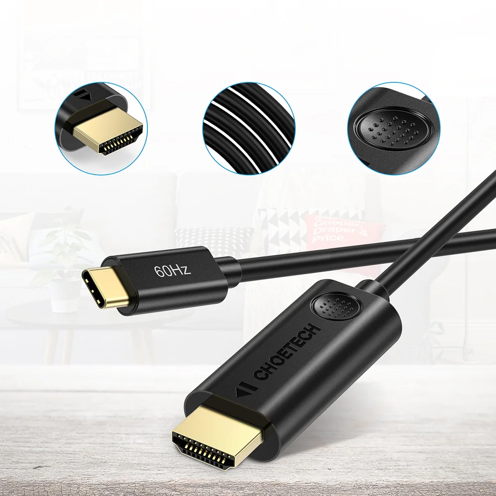 Choetech CH0019 kábel USB-C / HDMI M/M 4K 1.8m, čierny 