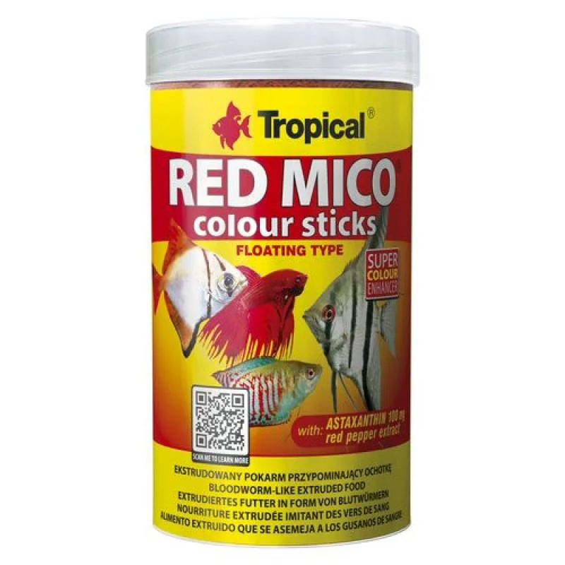 TROPICAL Red Mico Colour Sticks 250ml/80g krmivo pre mäsožravé a všežravé ryby