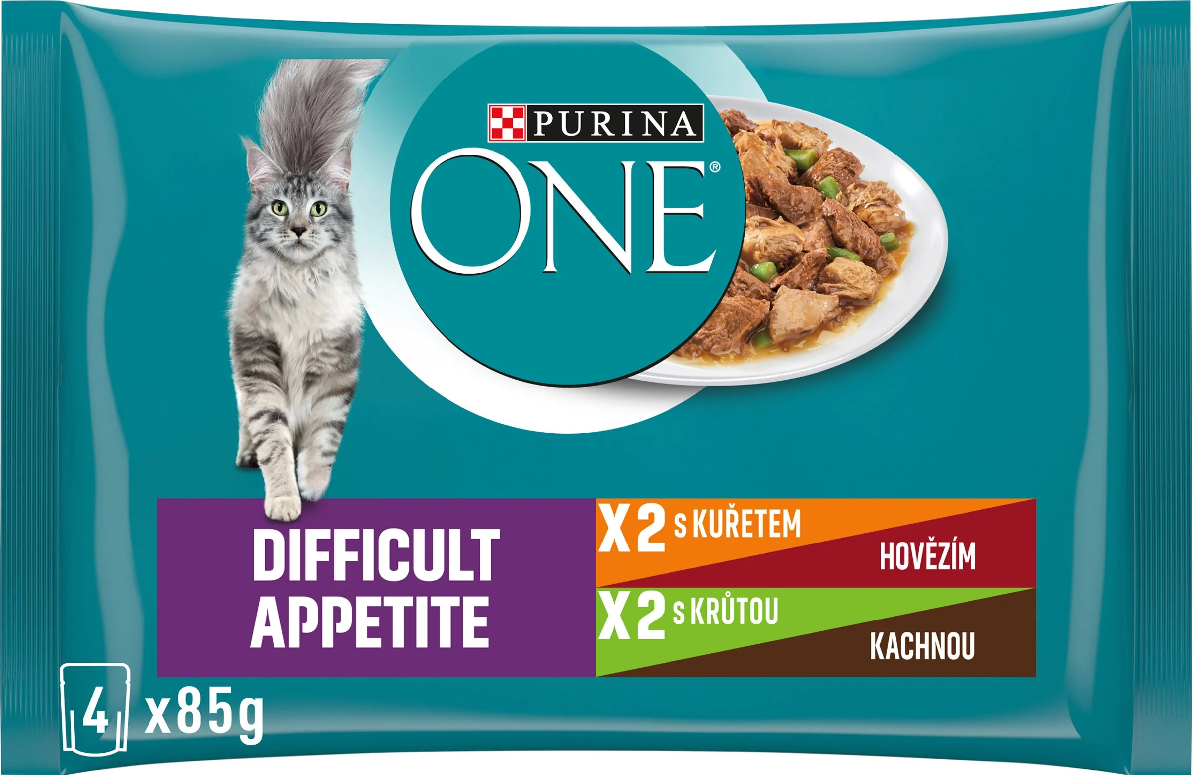 PURINA ONE Multipack DIFFICULT APPETITE mini filetky s kuraťom a mrkvou 12(4x85g)