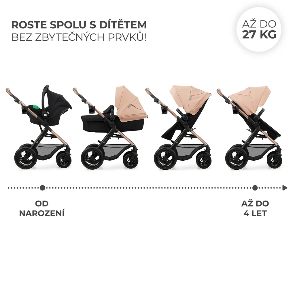 KINDERKRAFT Kočík kombinovaný Moov 2 Air 3v1 Sand Beige 1×1 ks, kombinovaný kočík