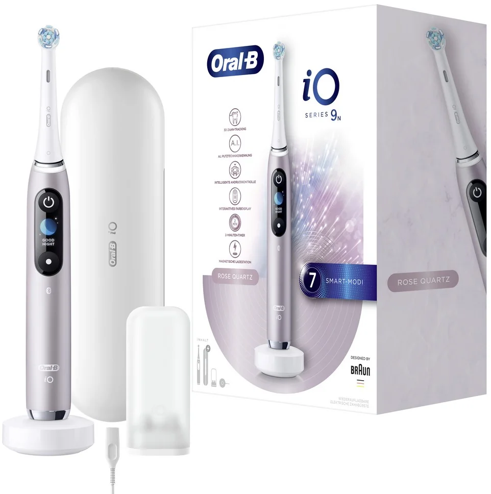 Oral B EK iO Series 9 Rose Quartz + držiak zubnej kefky + cestovné púzdro