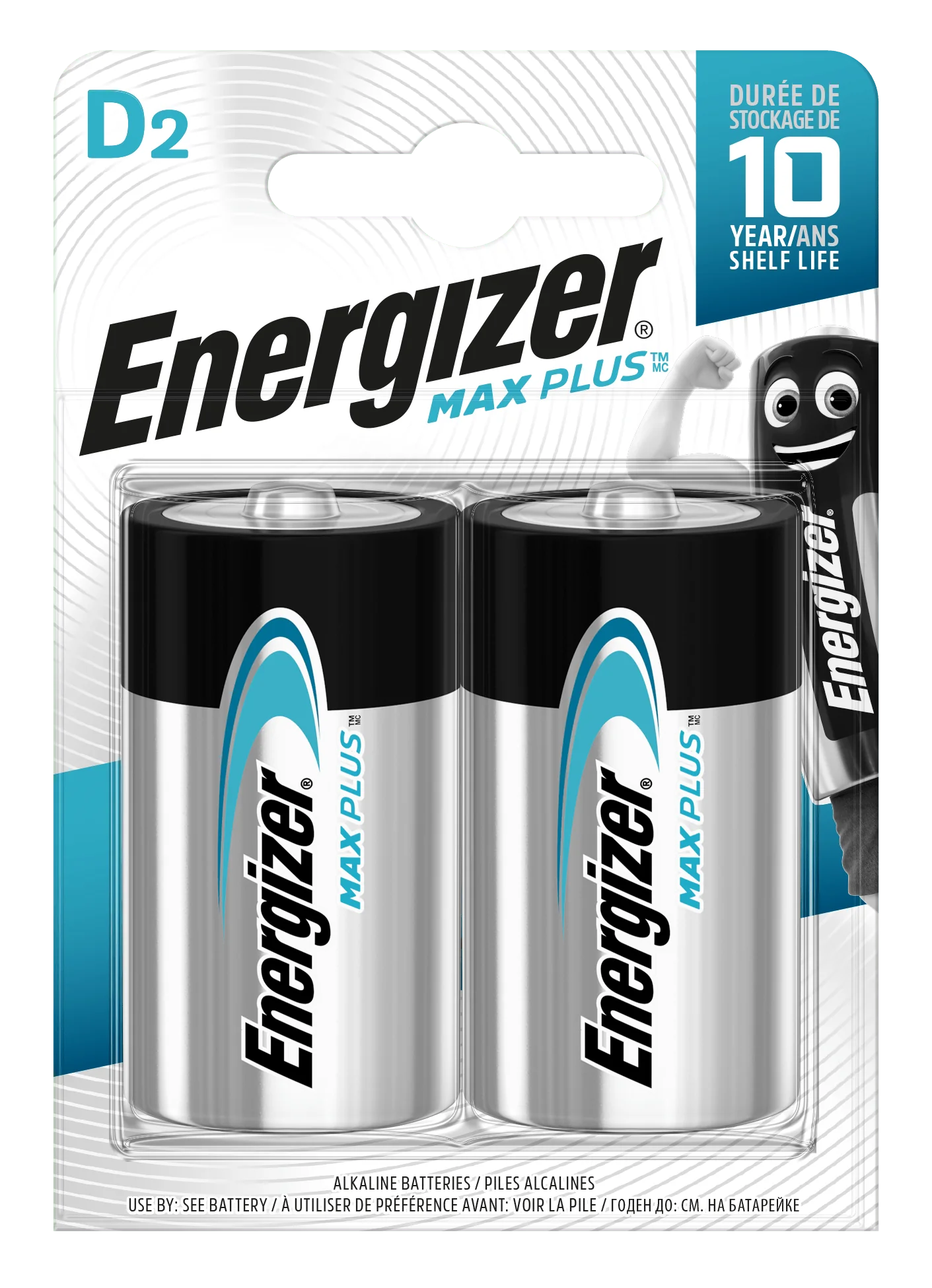 Energizer Max Plus veľký monočlánok D E95/LR20 BP2 alkalické batérie 2ks 7638900423358