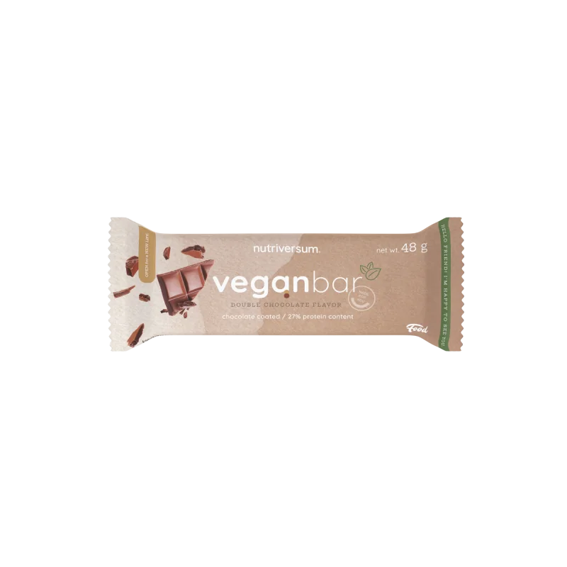 Nutriversum - FOOD - VEGAN PROTEIN BAR (vegánska proteínová tyčinka) 48g Príchuť dvojitá čokoláda