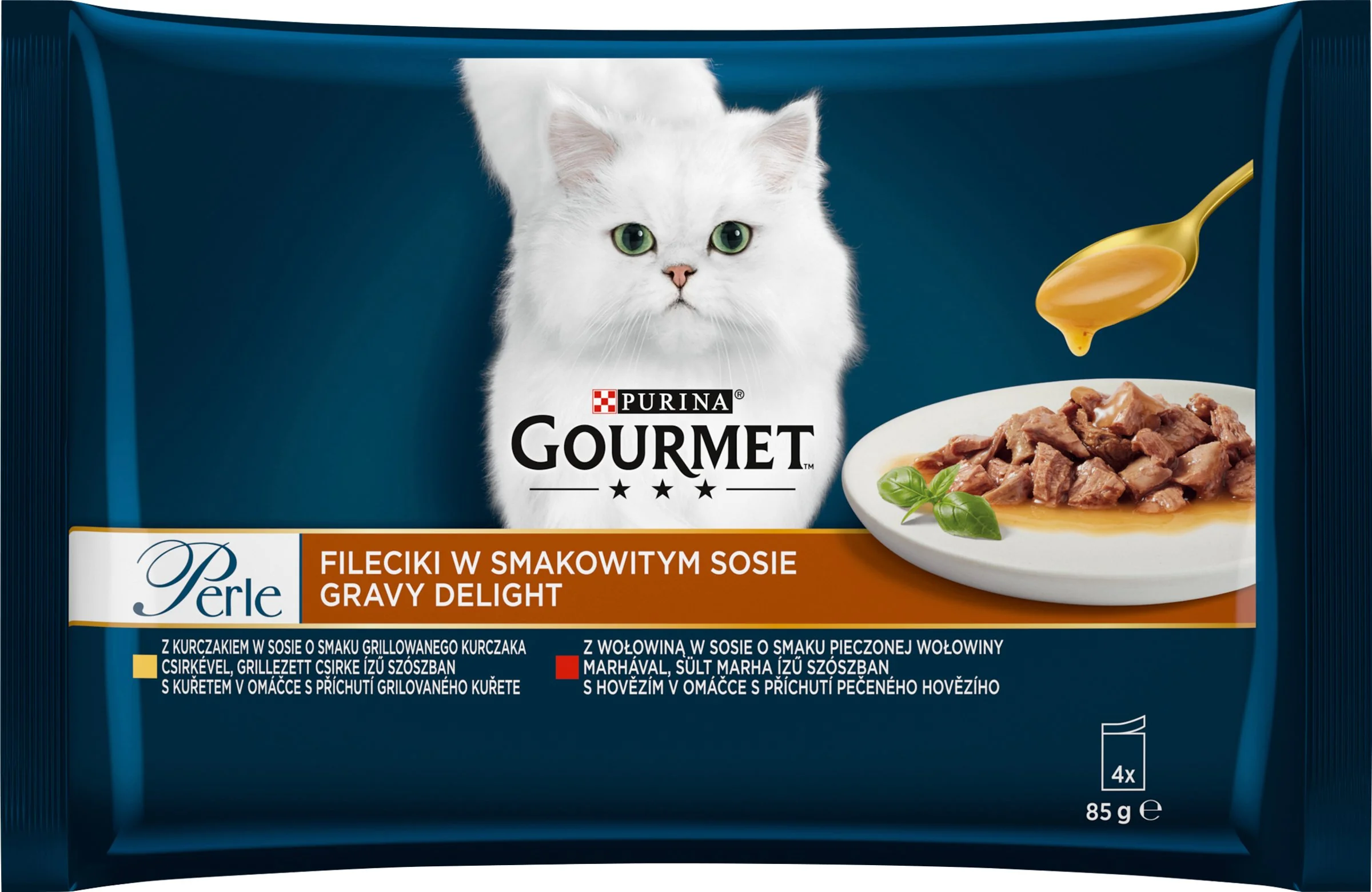 GOURMET PERLE multipack 12(4x85g) - Gravy Delight s kuraťom a hovädzím v omáčke