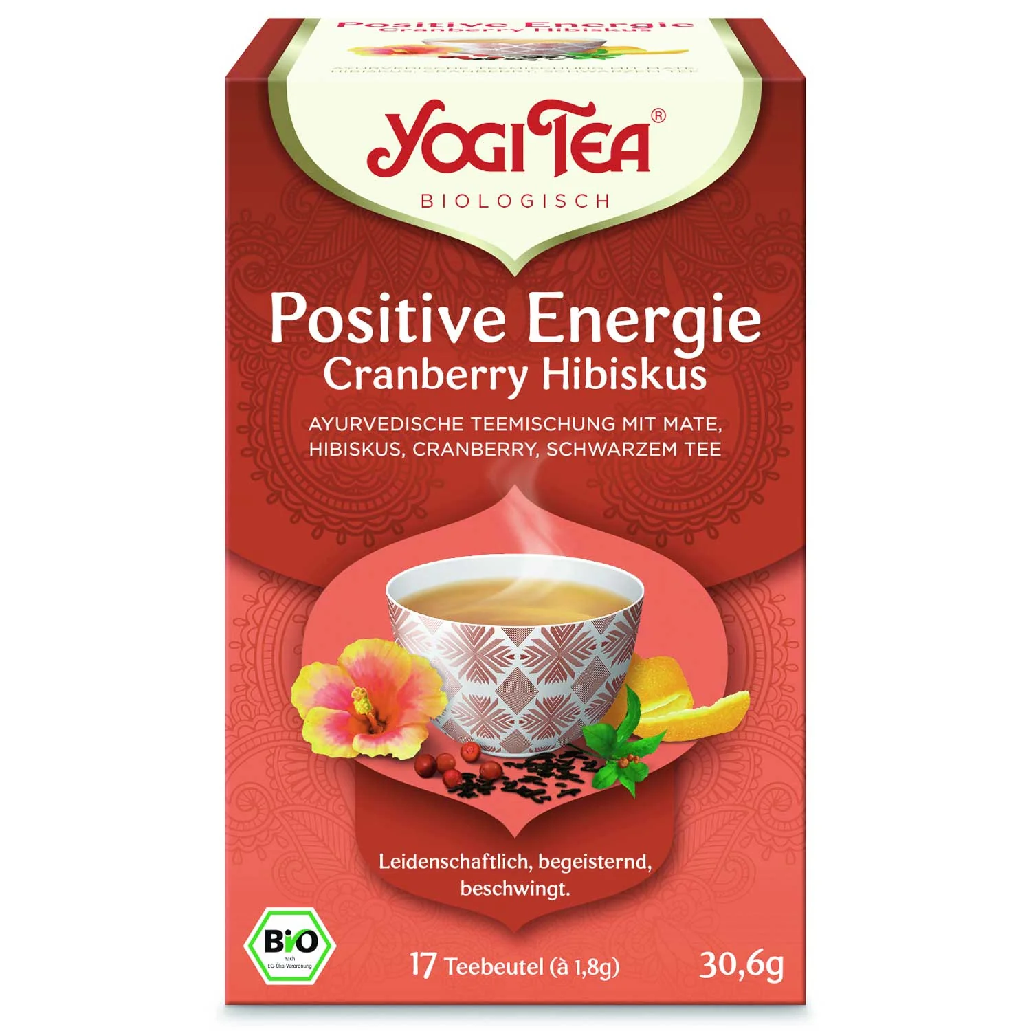 Yogi Tea Bio Positive Energy Brusnice a Ibištek s čiernym čajom 17 x 2 g