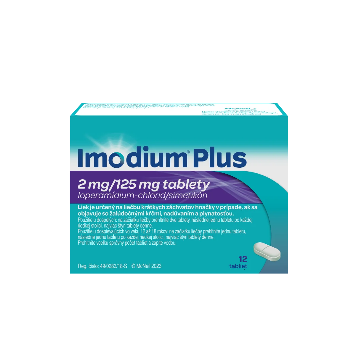 Imodium Plus 2 mg/125 mg 1×12 tbl, liek na hnačku