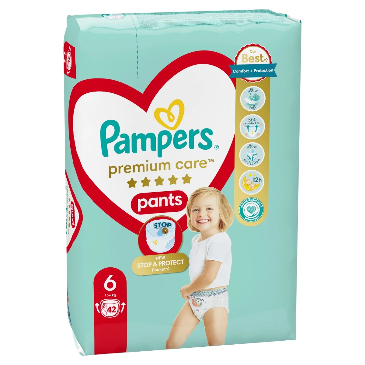 Pampers Premium Care plienkové nohavičky veľkosť 6, 42 ks, 15kg+ 1×42 ks, plienkové nohavičky