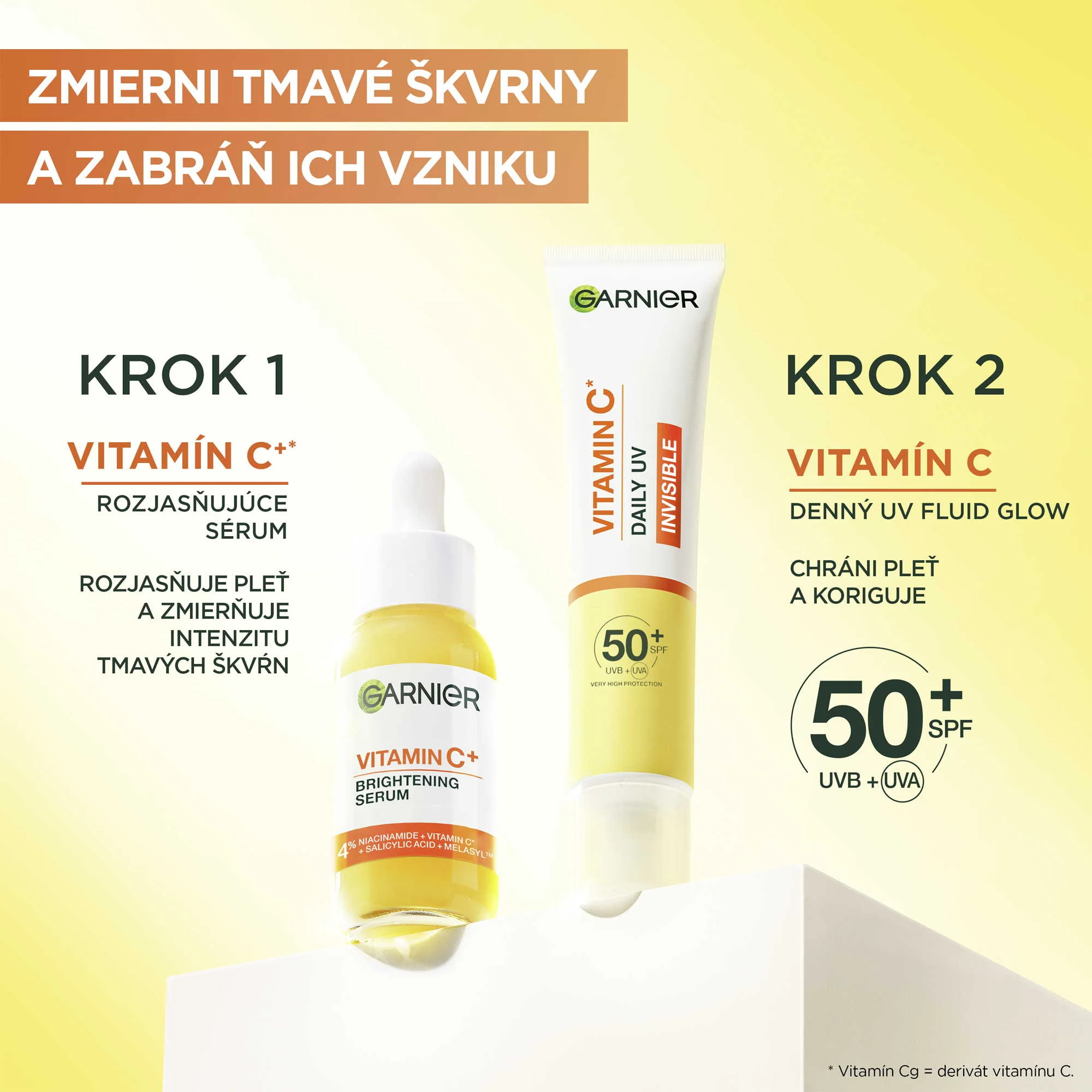 Garnier Skin Naturals Vitamin C denný rozjasňujúci UV fluid SPF 50+ invisible 1×40 ml, rozjasňujúci UV fluid