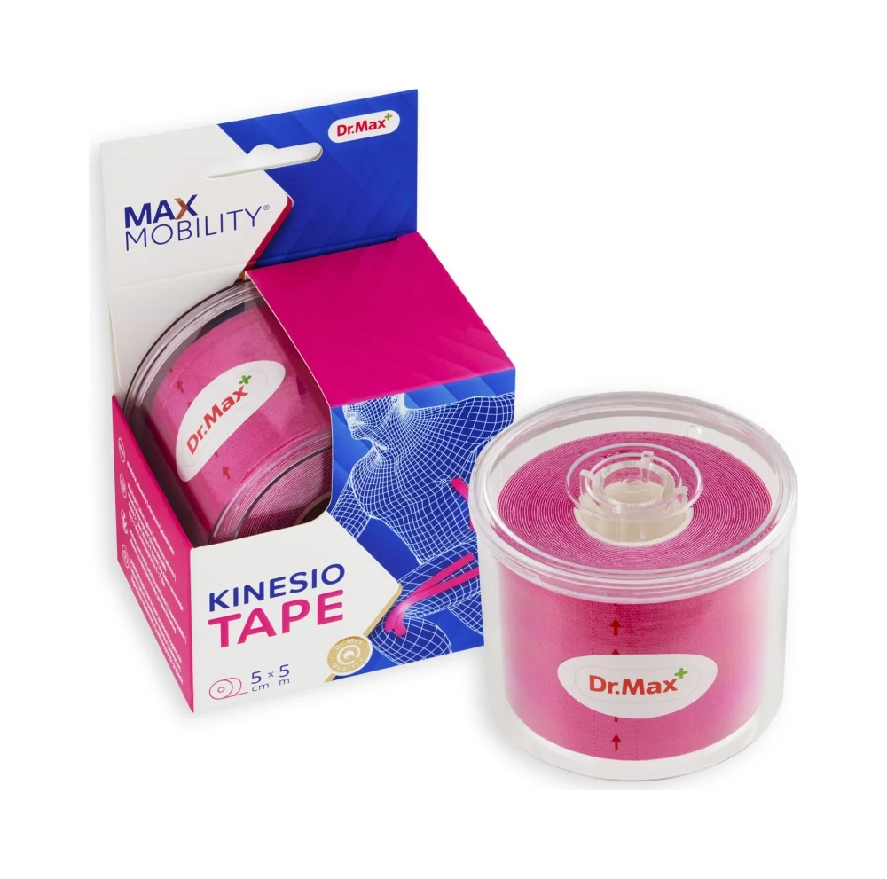 Dr. Max KINESIO TAPE 5CMX5M RUZOVA 1×1ks, kinesio tape