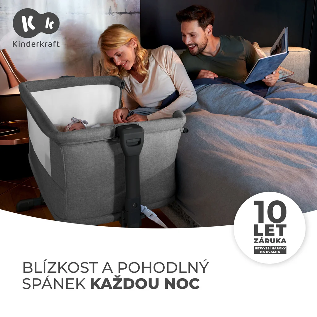 KINDERKRAFT Postieľka detská polohovateľná Neste grow Light Grey Full Wood 1×1 ks, polohovateľná postieľka