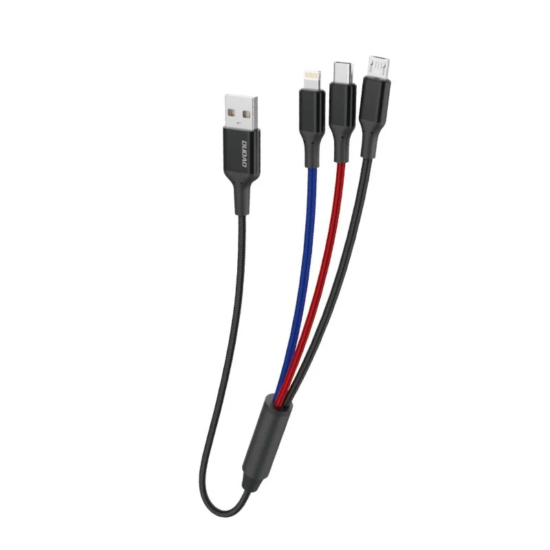 Dudao L10Pro 3in1 kábel USB - Lightning / USB-C / Micro USB 5A 38cm, b iely