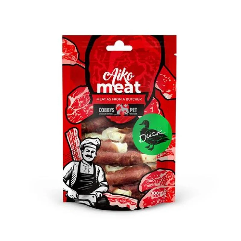 COBBYS PET AIKO Meat tyčinka z byvolej kože s kačacím mäsom 100g