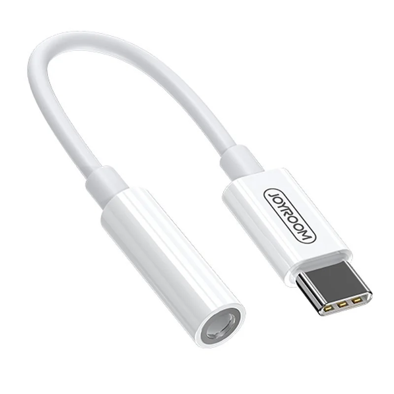 Joyroom Ben Series adaptér 3.5 mm jack / USB-C, biely 