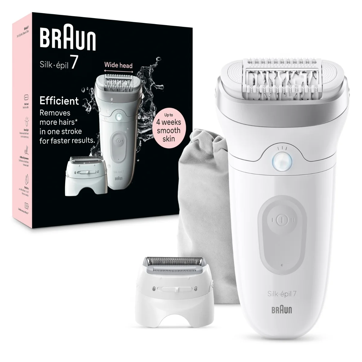 Braun Silk-épil 7, 7-041, Biela/Strieborná Epilátor pre Jednoduché Odstraňovanie Chĺpkov