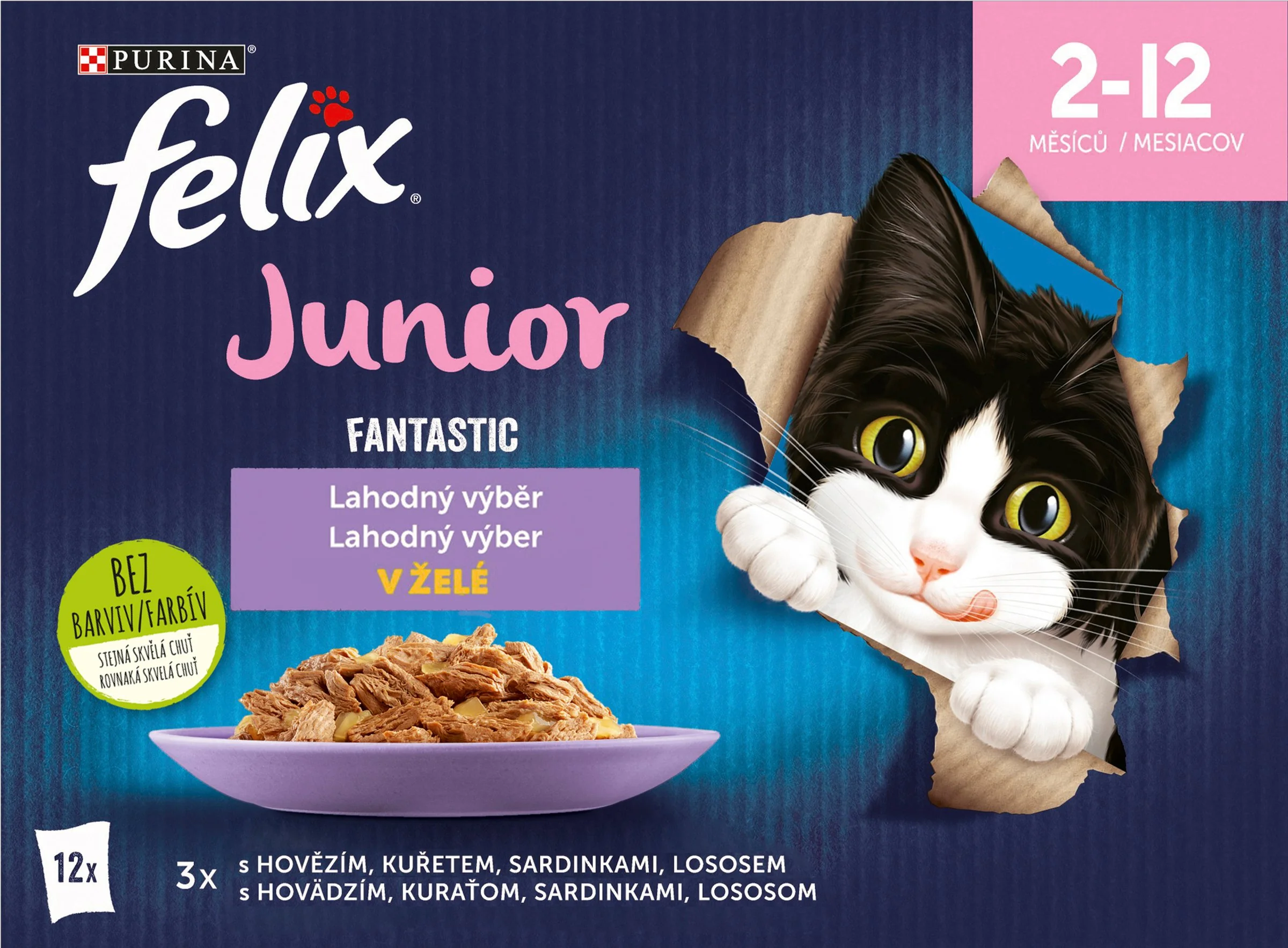 FELIX Fantastic Junior Multipack 6(12x85g) hovädzie, kura, sardinky, losos v želé