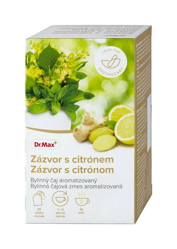 Dr. Max Zázvor s citrónom 1×30 g, bylinná čajová zmes, nálevové vrecúška, 20×1,5 g