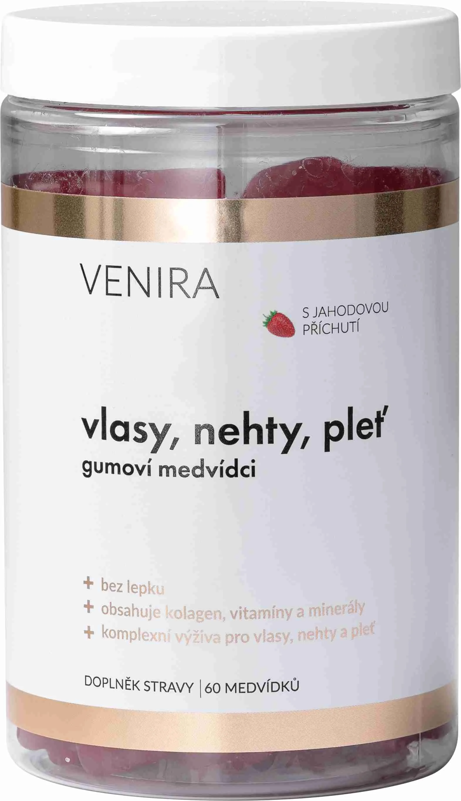 VENIRA Gumové medvedíky pre vlasy, nechty a pleť jahoda