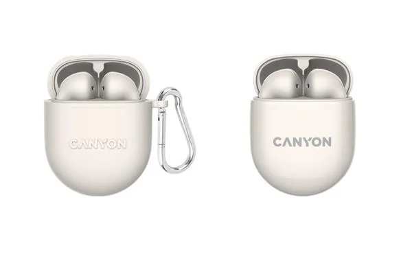 Canyon TWS-6, True Wireless Bluetooth slúchadlá do uší, nabíjacia stanica v kazete, béžové 1×1 ks, slúchadlá