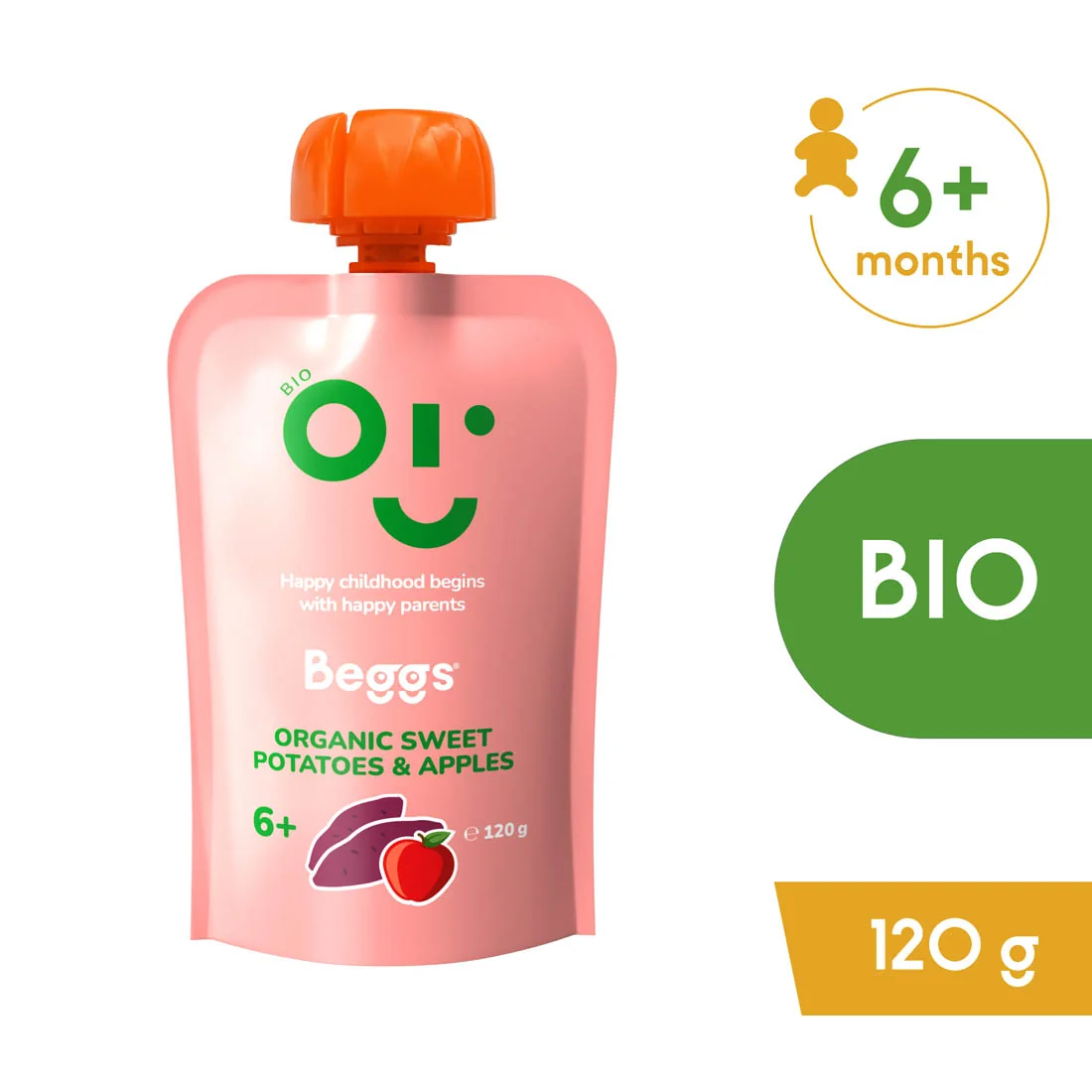 Beggs BIO Batáty a jablká 1×120 g, zelenino-ovocný príkrm