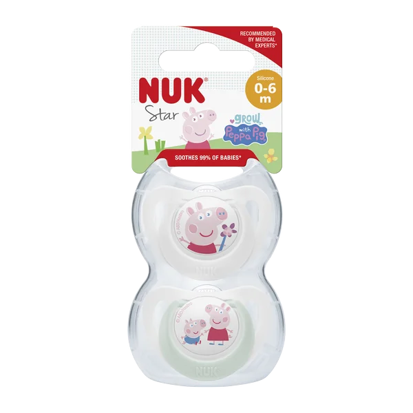 NUK cumlík STAR Peppa Pig 0-6 m 1×2 ks, cumlík