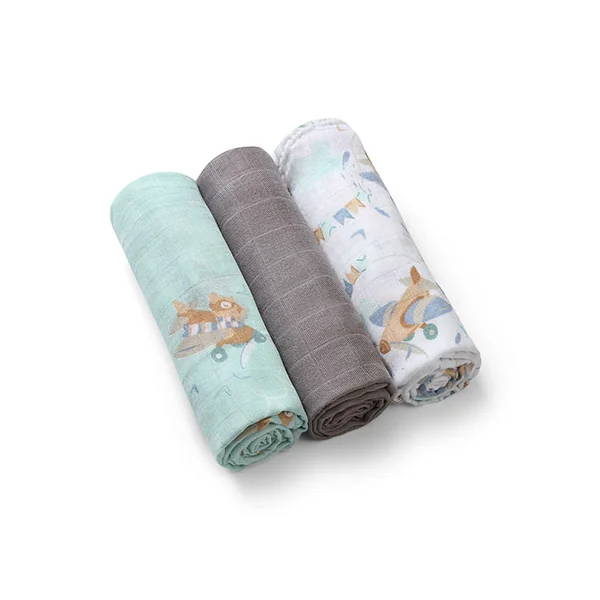 BABYONO Plienky bambusové 3 ks Blue-grey, 70x70 cm 1×3 ks, bambusové plienky