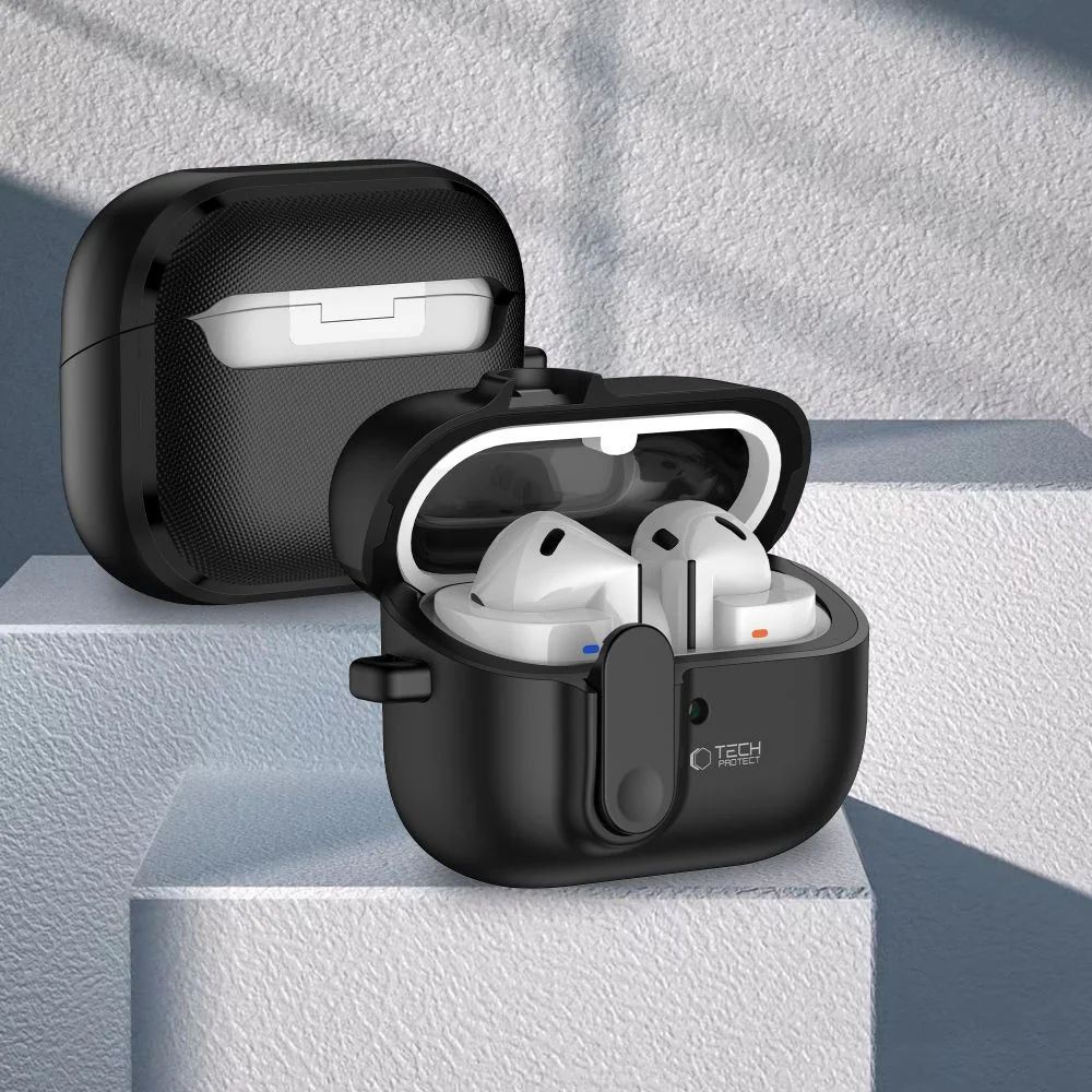 Tech-Protect Slim Hook puzdro na Samsung Galaxy Buds 3 / 3 Pro, čierne 