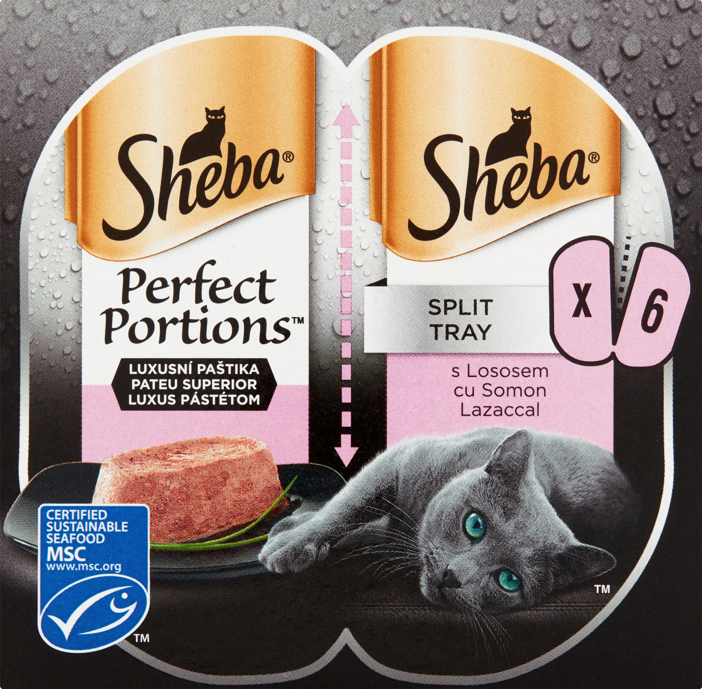 SHEBA perfect portions s lososom 1×3ks, kapsička s lososom, 75g