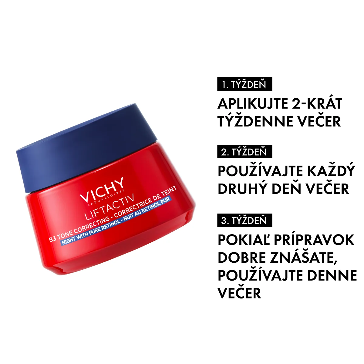 VICHY LIFTACTIV B3 NOČNÝ KRÉM PROTI TMAVÝM ŠKVRNÁM S ČISTÝM RETINOLOM 1×50 ml, nočný krém proti vráskam a strate kolagénu v pleti