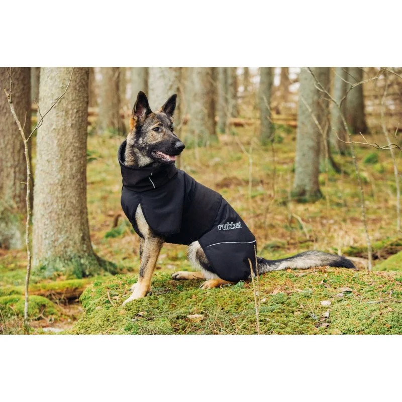 Teplé oblečenie pre psa Rukka Windy Čierne, Veľkosť: 55 