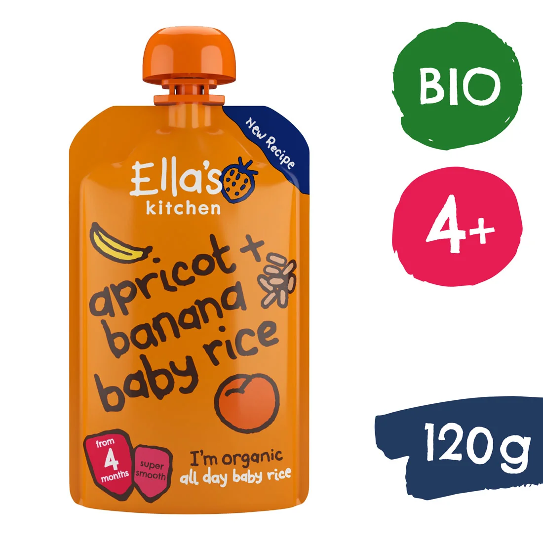 Ella's Kitchen BIO Detská ryža, banán a marhuľa 1×120 g, detská výživa