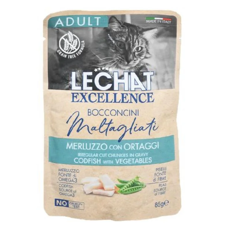 MONGE LECHAT Maltagliati Adult kapsička pre dospelé mačky- treska so zeleninou 85g / 1ks