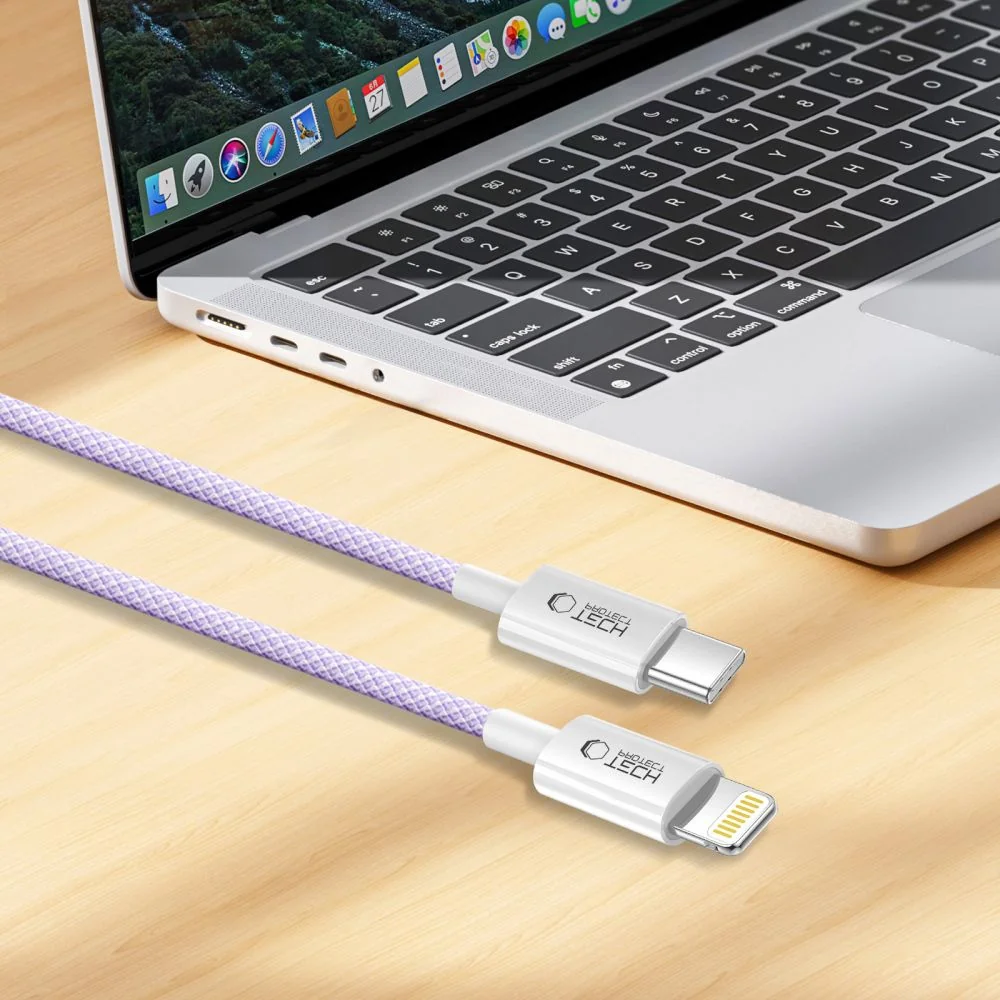 Tech-Protect Ultraboost Lite kábel USB-C / Lightning PD 27W / 3A 2m, f ialový