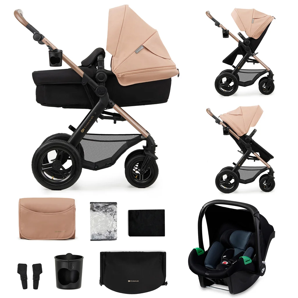 KINDERKRAFT Kočík kombinovaný Moov 2 Air 3v1 Sand Beige 1×1 ks, kombinovaný kočík