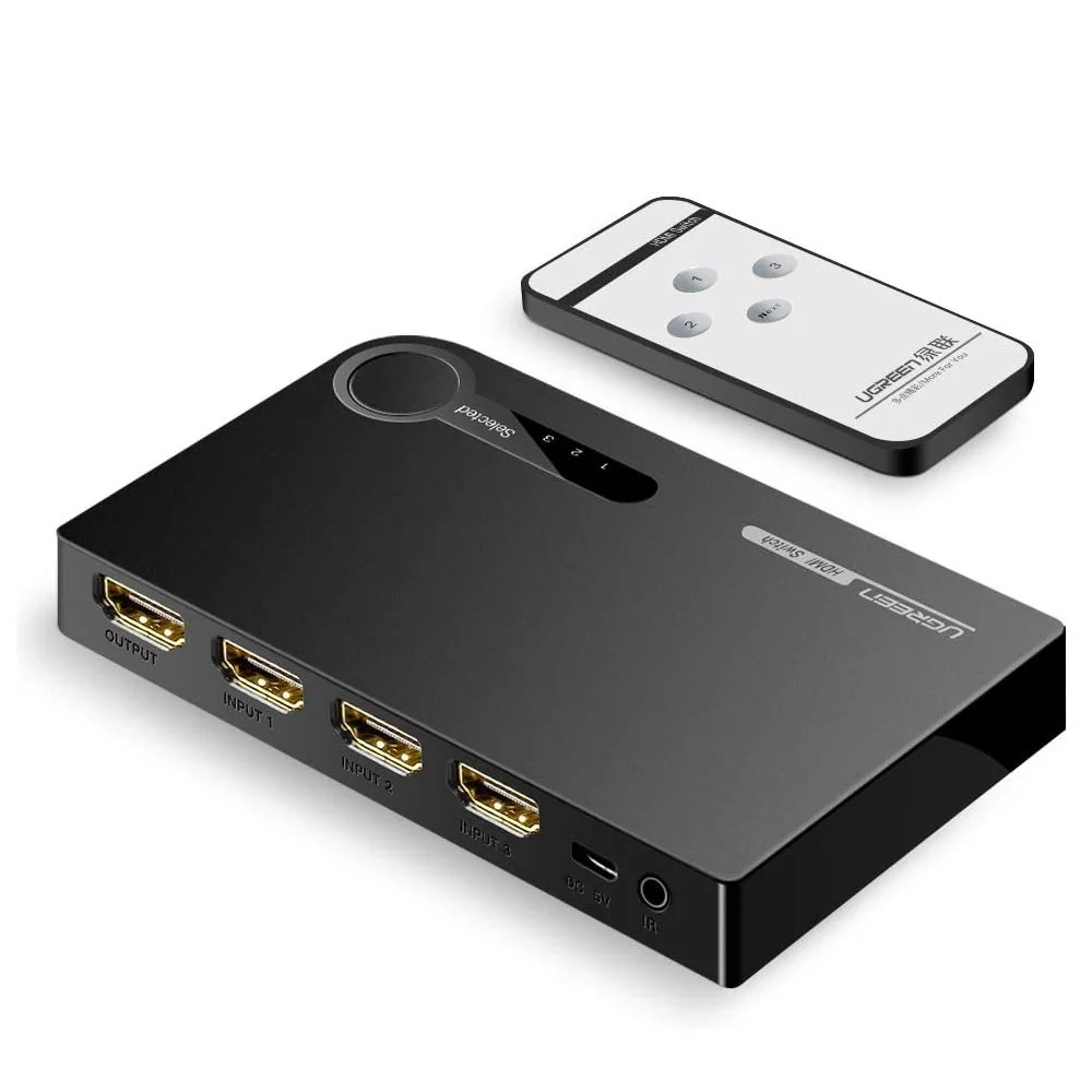 Ugreen HDMI - 3x HDMI Switch 3D 4K, IR, čierny 