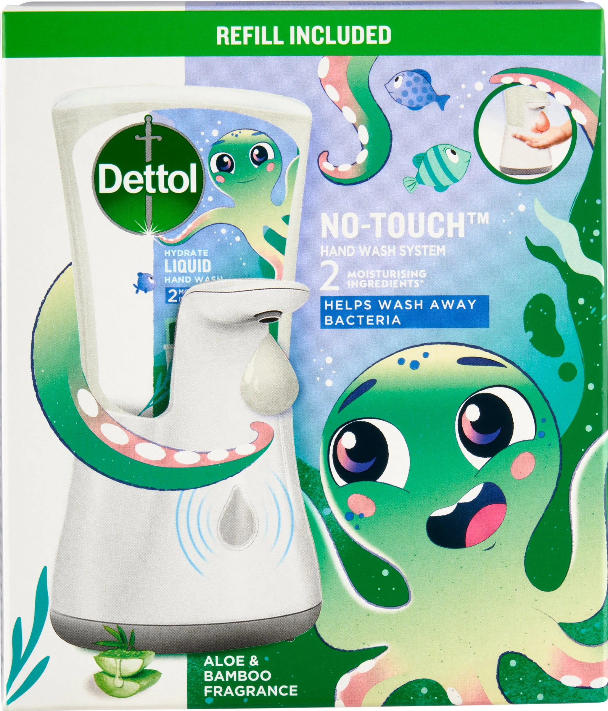 Dettol Kids Dobrodruh (Aloe vera) 1×1 set, dávkovač mydla + 1×250 ml náplň + samolepky