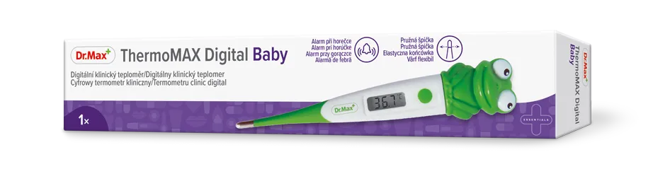 Dr. Max ThermoMAX Digital Baby (ŽABA) 1×1 ks, s pružnou špičkou