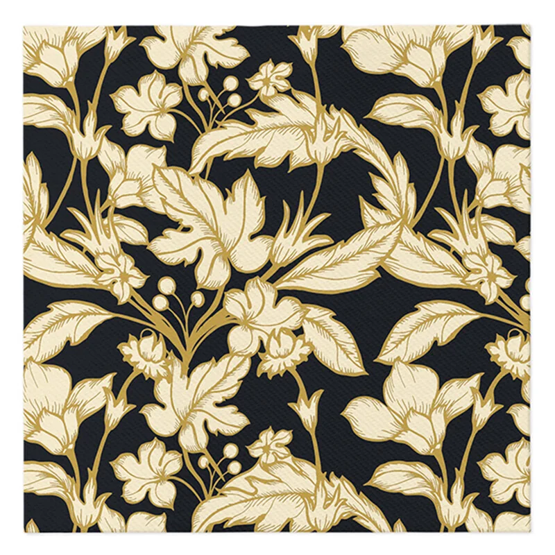 PAW - Obrúsky AIRLAID 40x40 cm - Beautiful Floral Pattern Black 