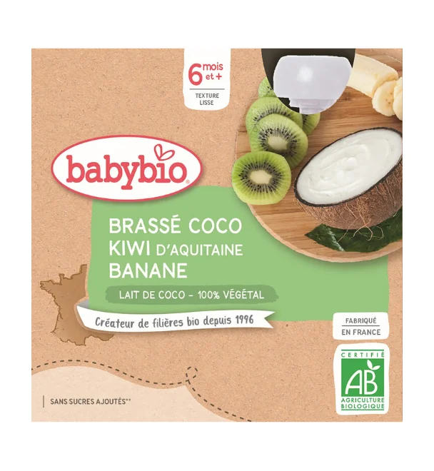 BABYBIO Desiata s kokosovým mliekom - kiwi a banán (4x 85 g)