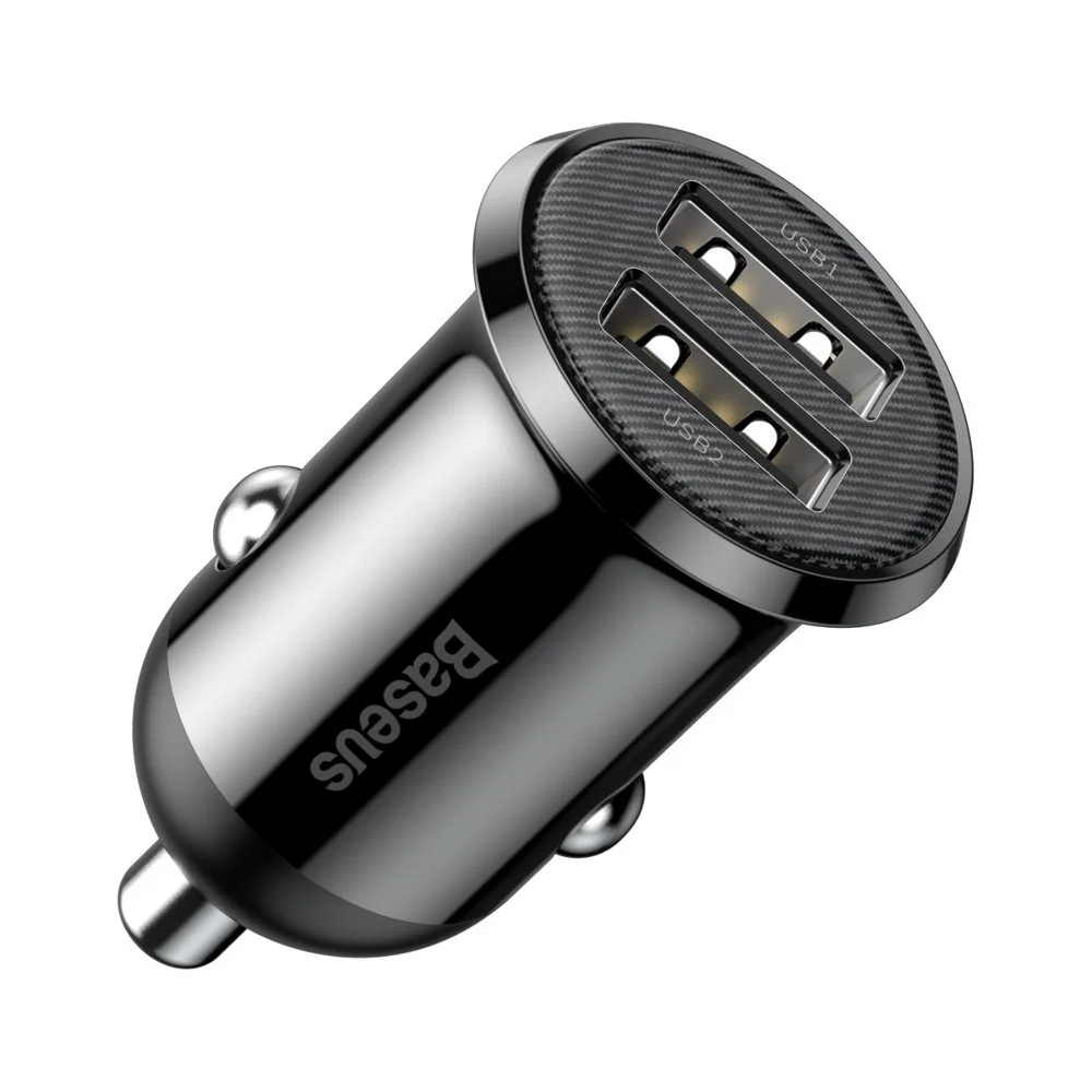 Baseus Grain Pro autonabíjačka 2x USB 4.8A, čierna 