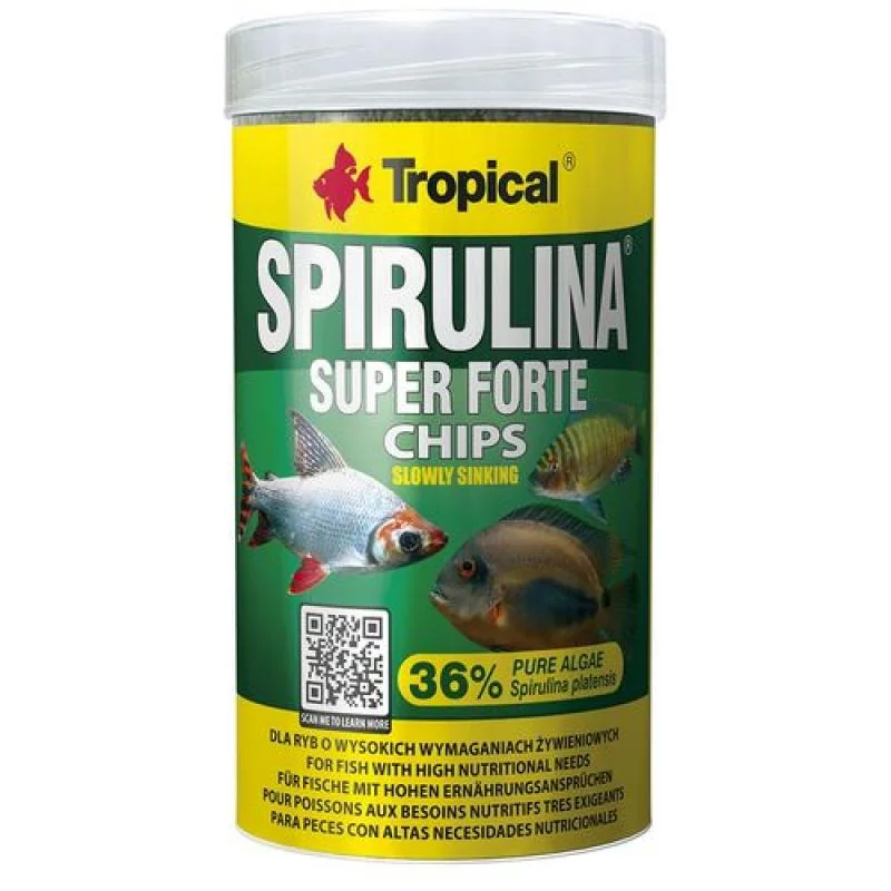 TROPICAL Super Spirulina Forte Chips 100ml/52g tabletkové krmivo pre ryby so spirulinou