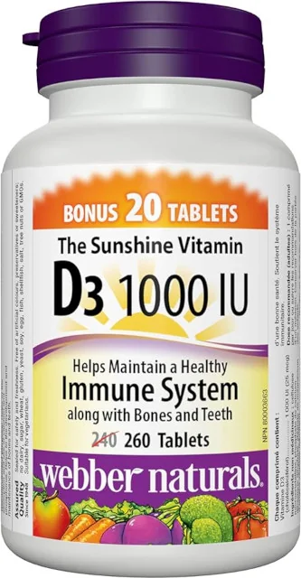 WEBBER NATURALS Vitamín D3 1000IU 240 +20 tabliet