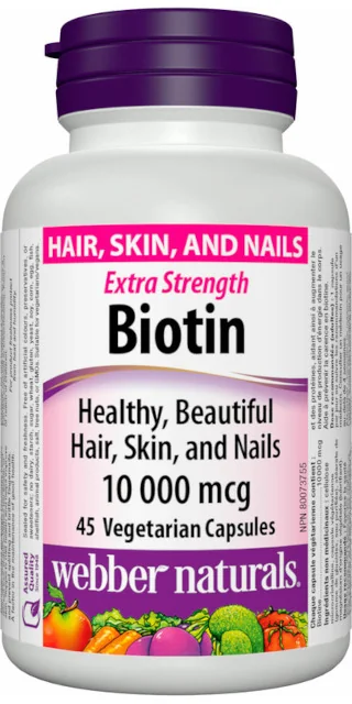 WEBBER NATURALS Biotin 10 000 mcg 45 vegetariánskych kapsúl