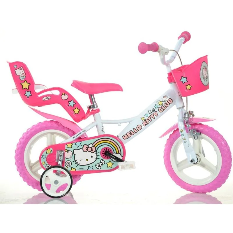 DINO BIKES - Detský bicykel 124RLHK2 - 12" Hello Kitty so sedačkou pre bábiku a košíkom