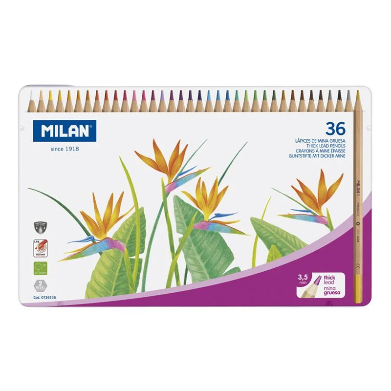 MILAN - Pastelky šesťhranné 3,3mm / 36ks metal box