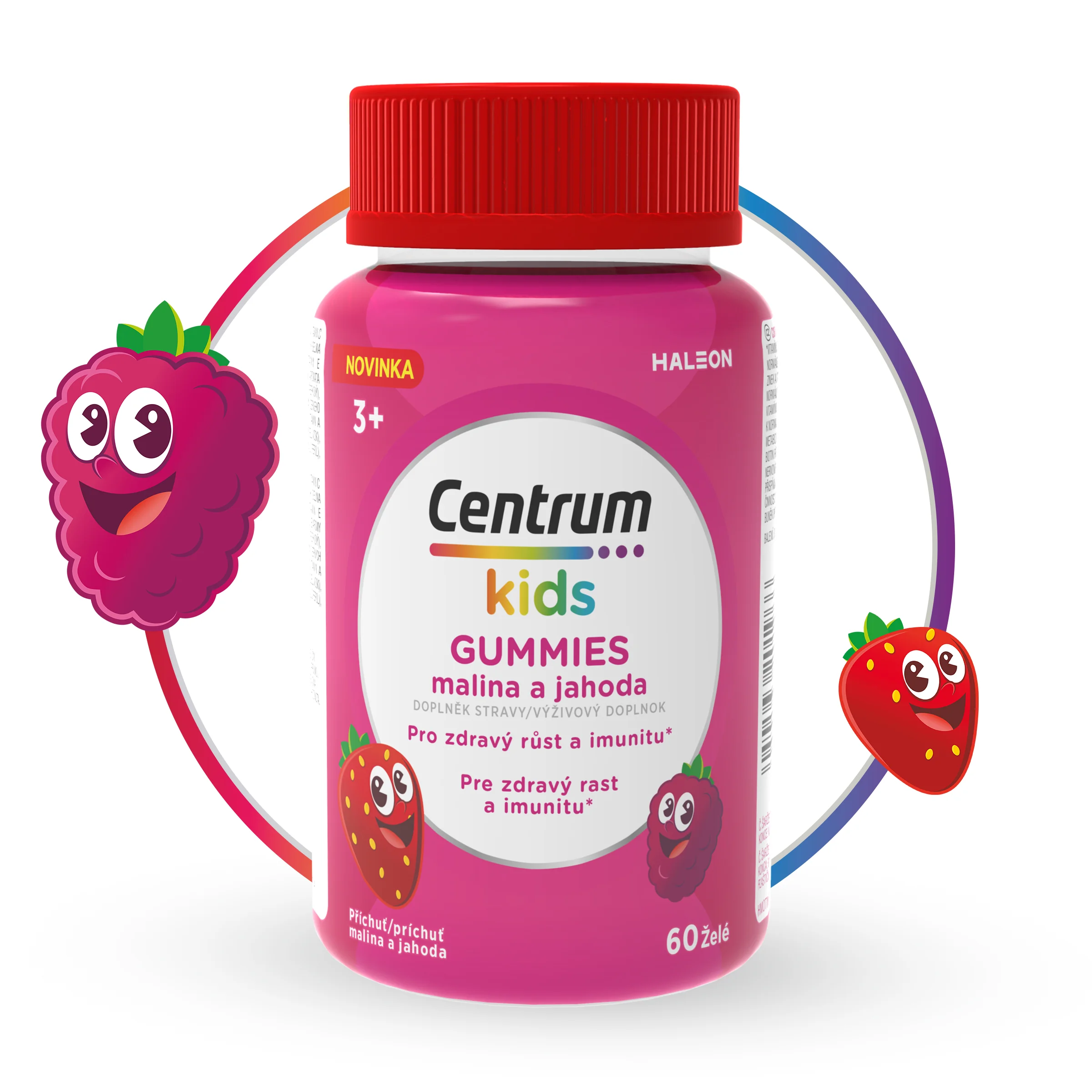 Centrum Kids Gummies Malina a jahoda multivitamín pre deti od 3 rokov, 60 želé