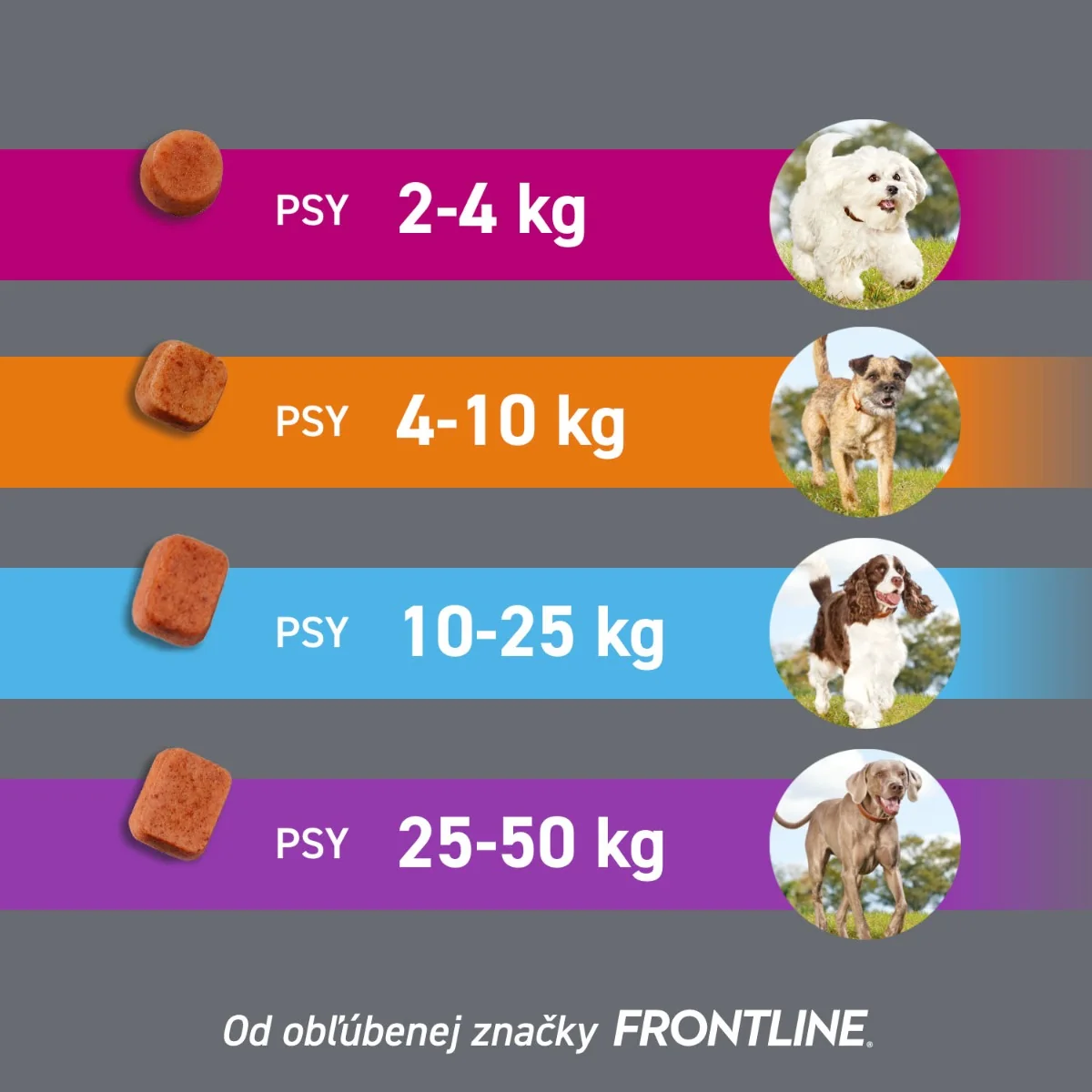 FRONTPRO® antiparazitárne žuvacie tablety pre psy (4-10 kg) 1×3 tbl, antiparazitárne tablety