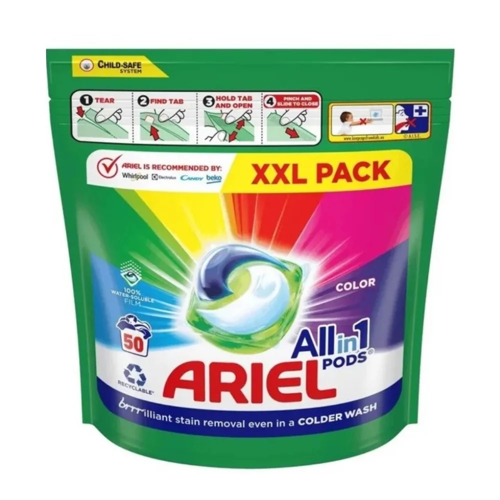 Ariel All-in-1 PODS Color, Gélové Kapsuly Na Pranie, 50 Praní