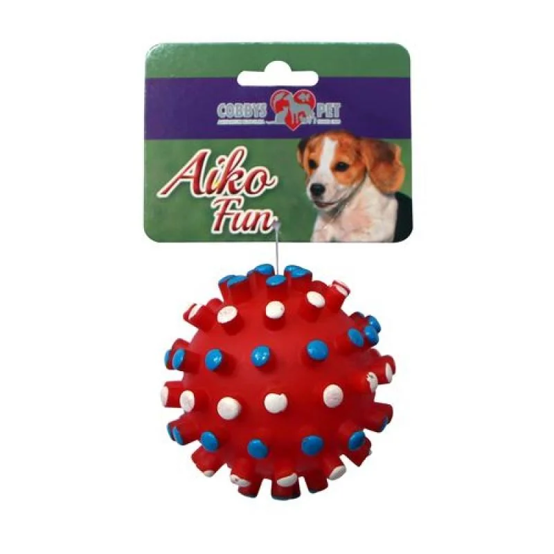 COBBYS PET AIKO FUN Lopta s pichliačmi 11cm gumená hračka pre psov 