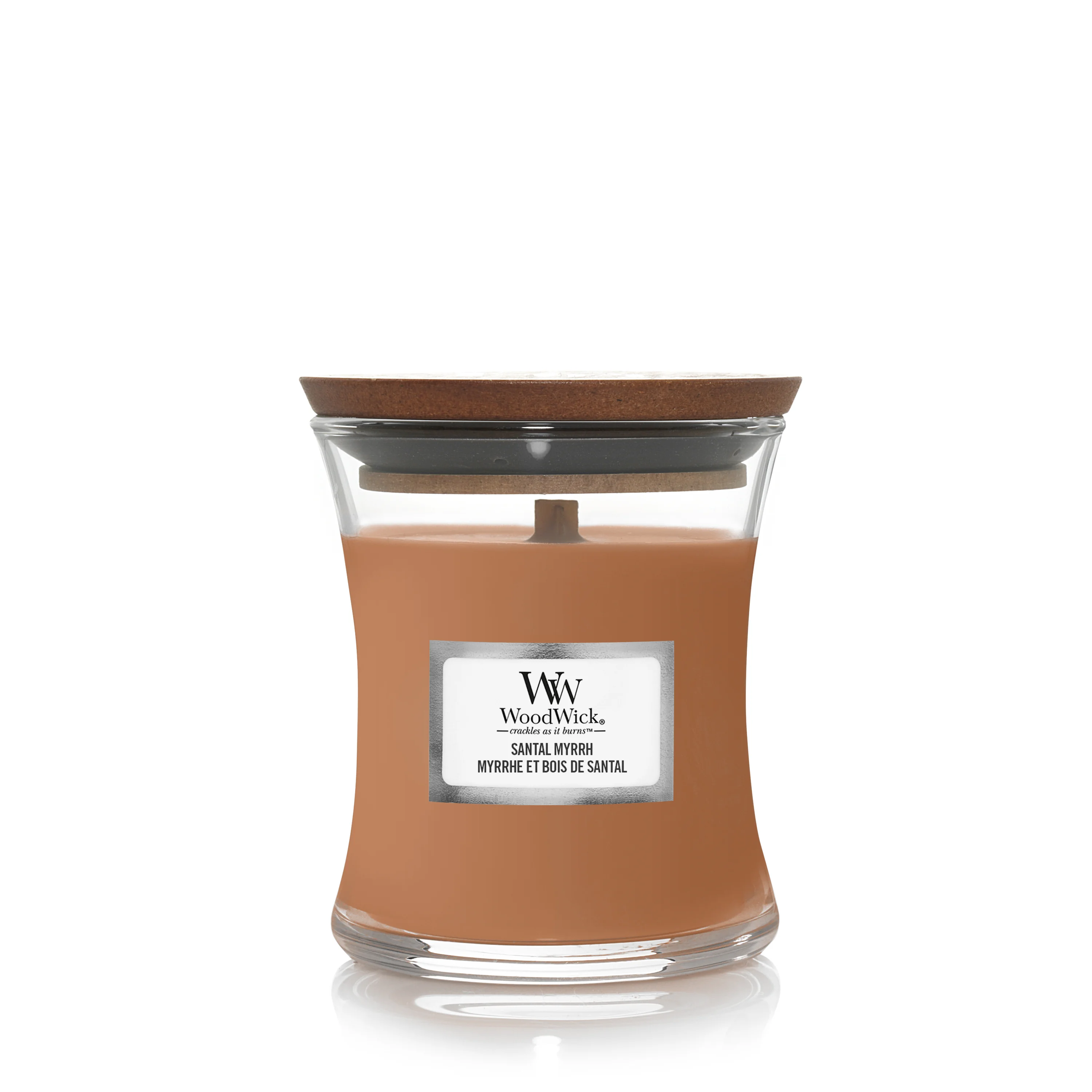 WoodWick Stredná sviečka Santal Myrrh