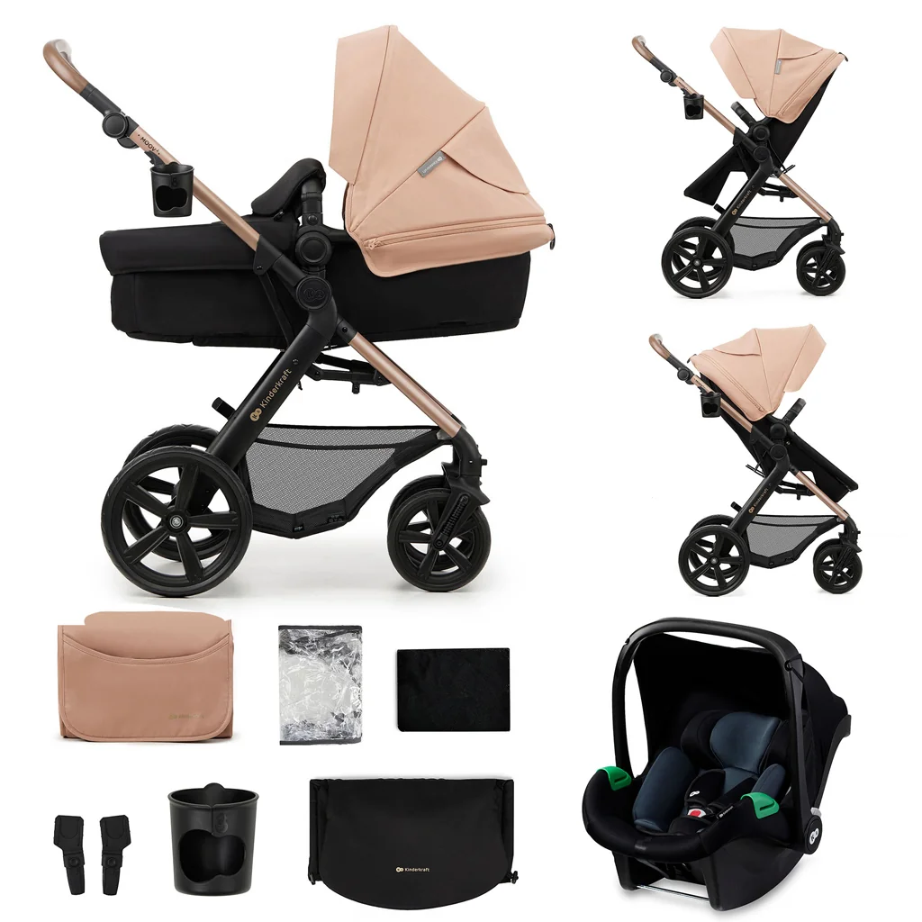 KINDERKRAFT Kočík kombinovaný Moov 2 3v1 Sand Beige - penové kolesá 1×1 ks, kombinovaný kočík